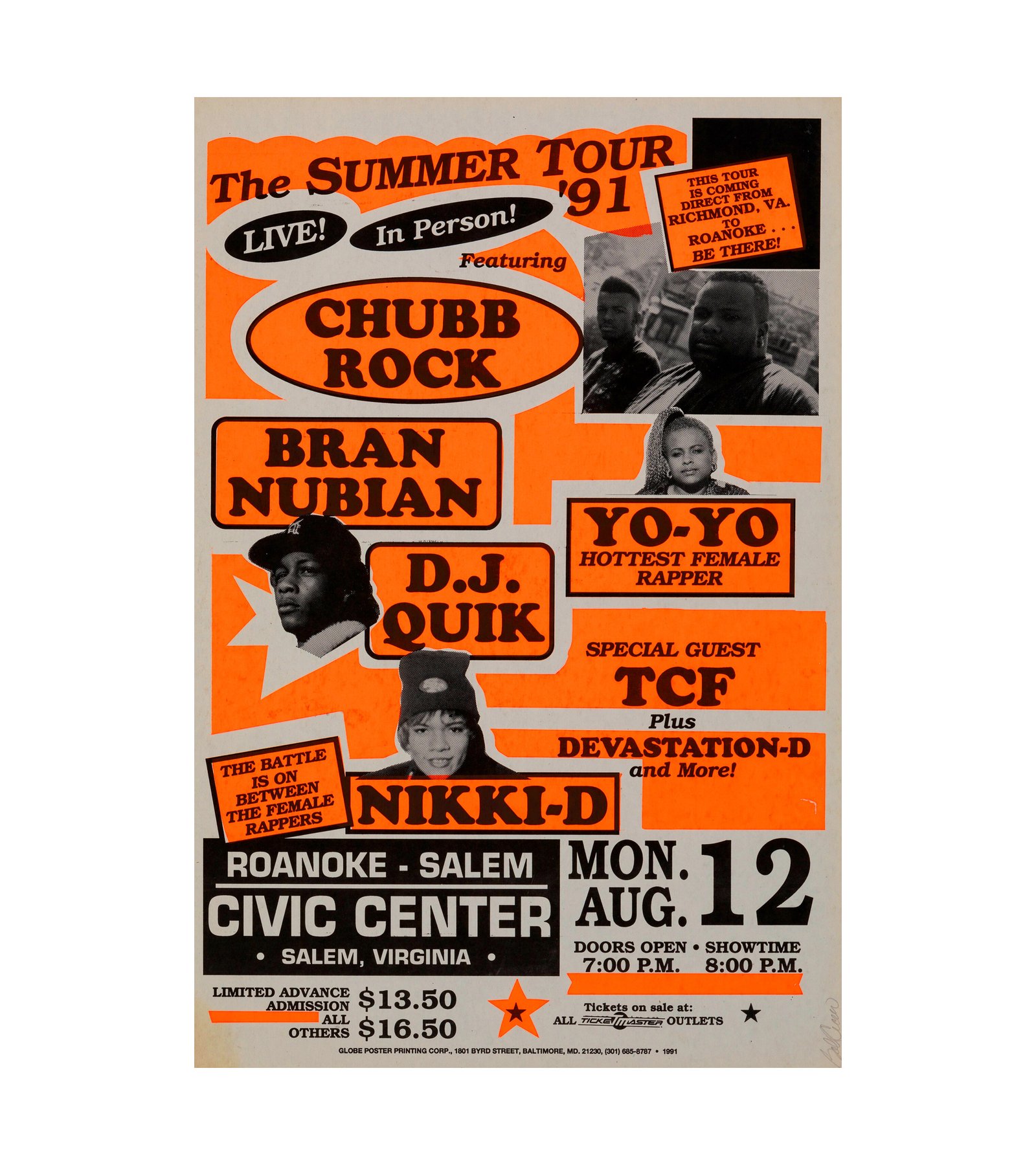 1991 Chubb Rock, Bran Nubian, Yo-Yo Salem, VA 