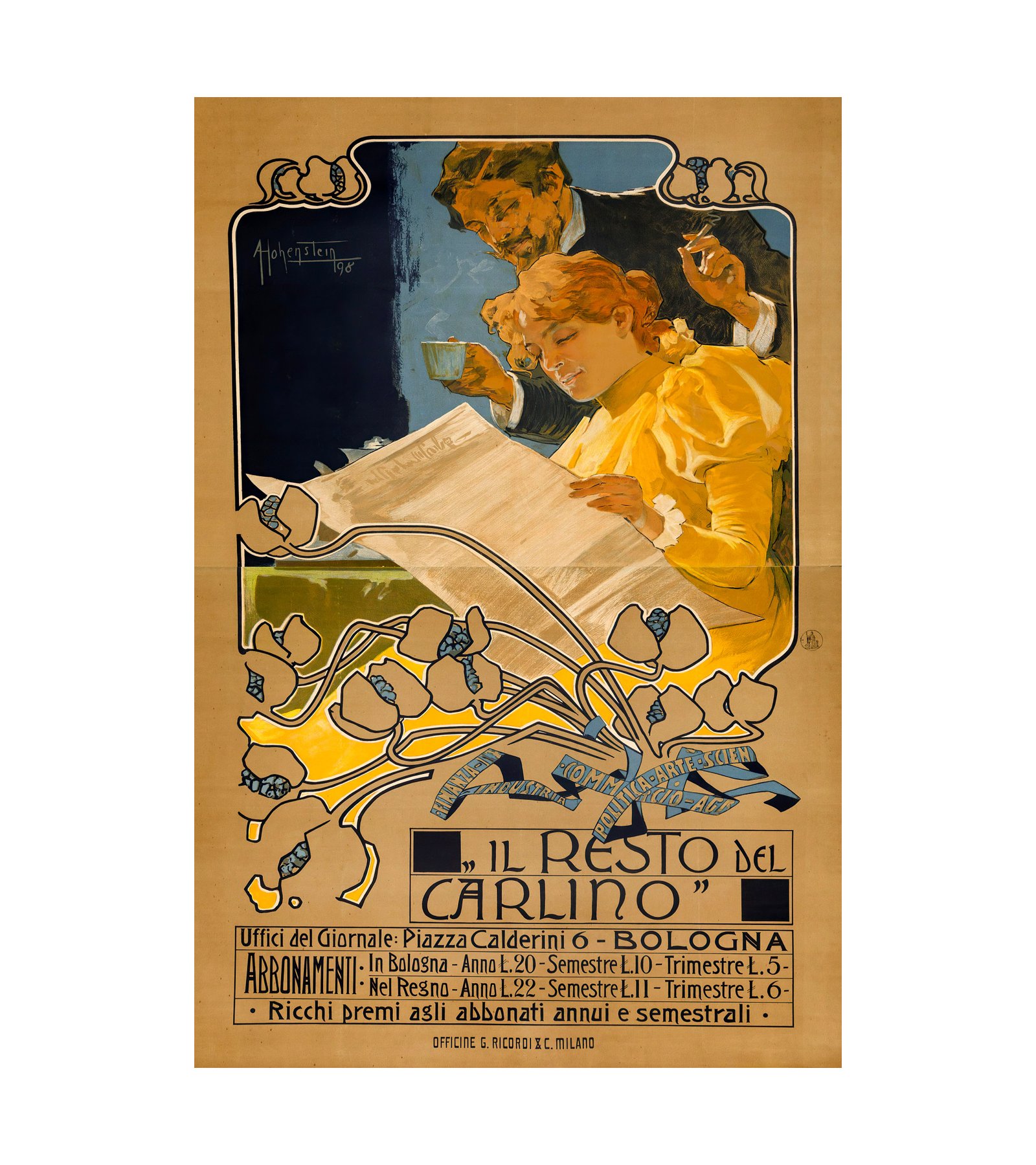 1898 Il Resto Del Carlino… Bologna Adolfo Hohenstein (German, 1854–1928)