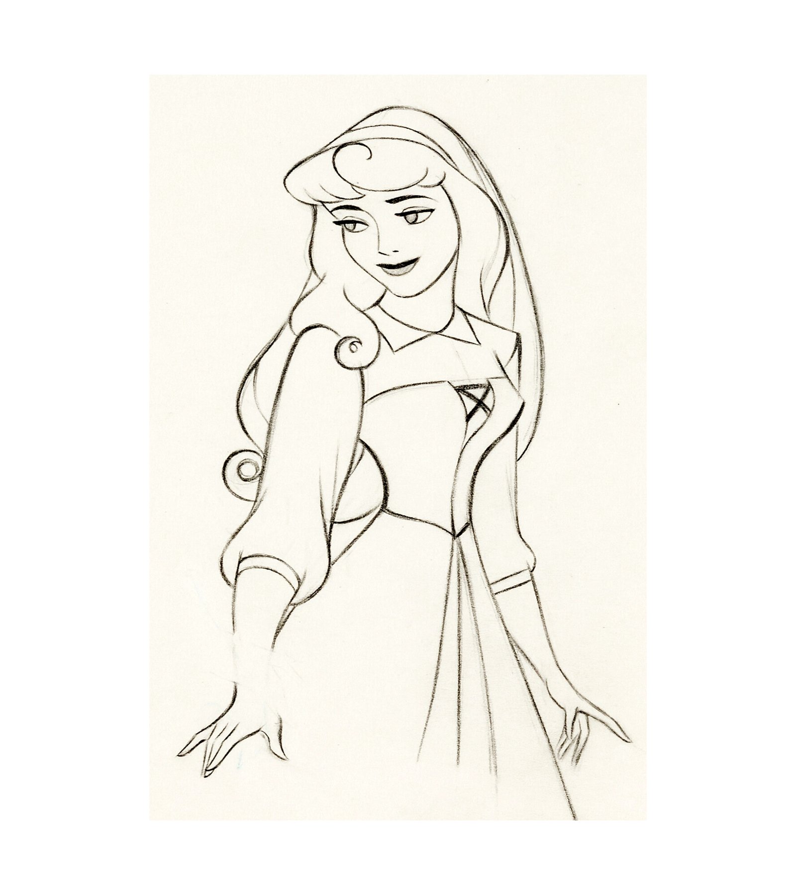 1950 Sleeping Beauty - Once Upon a Dream - Briar Rose Animation Drawing 