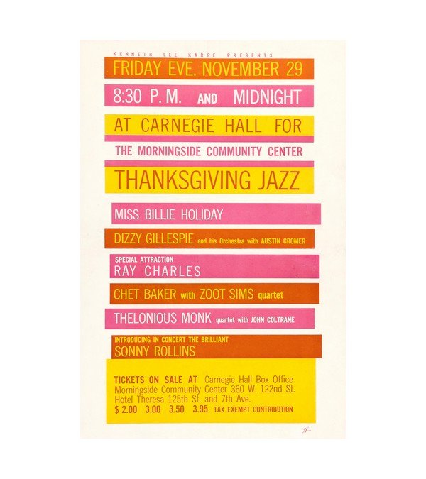 1957 Billie Holiday, John Coltrane Carnegie Hall, NYC, Jazz 