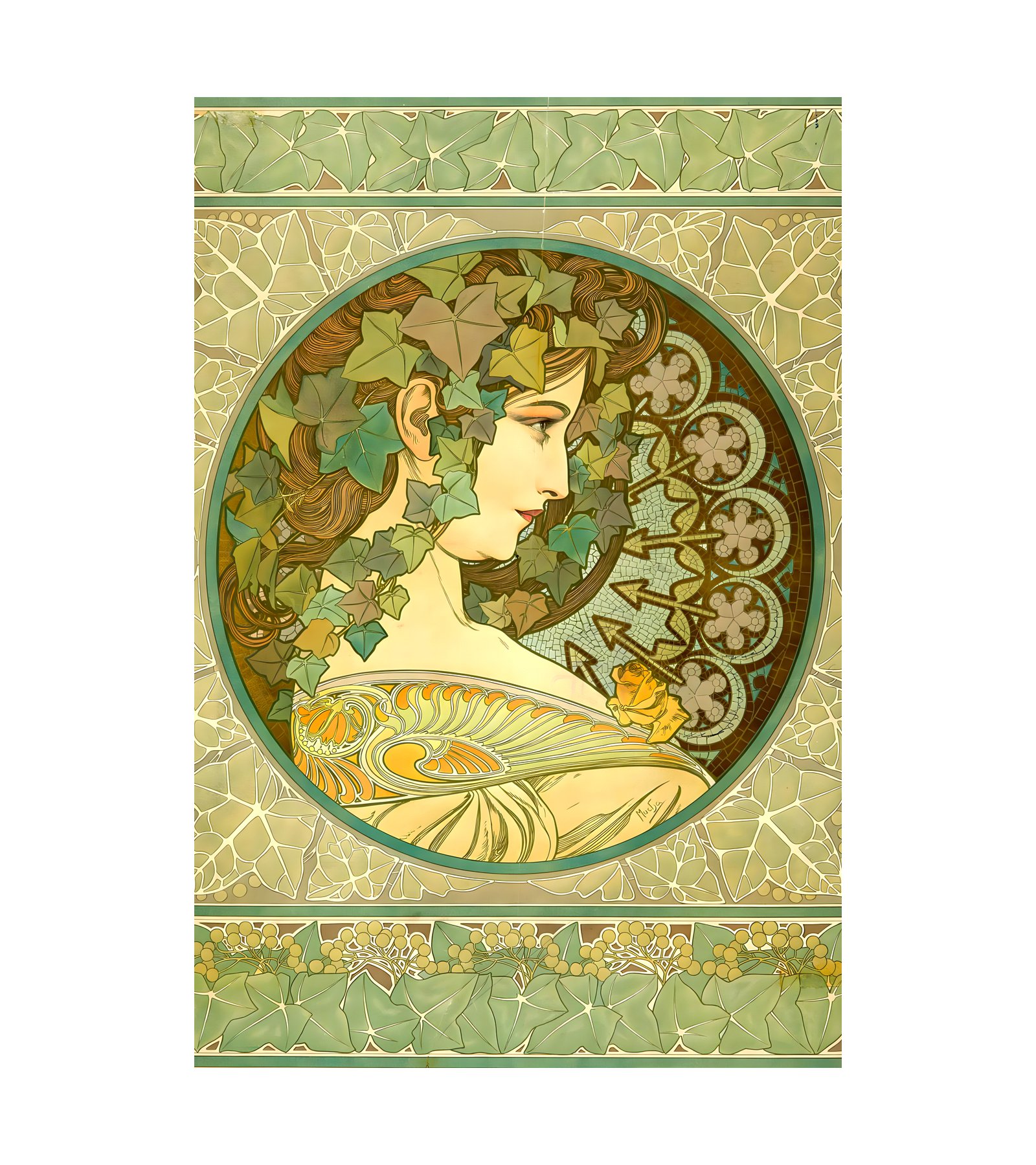 1901  ALPHONSE MUCHA - Ivy & Laurel - l Imp. F. Champenois, Paris 