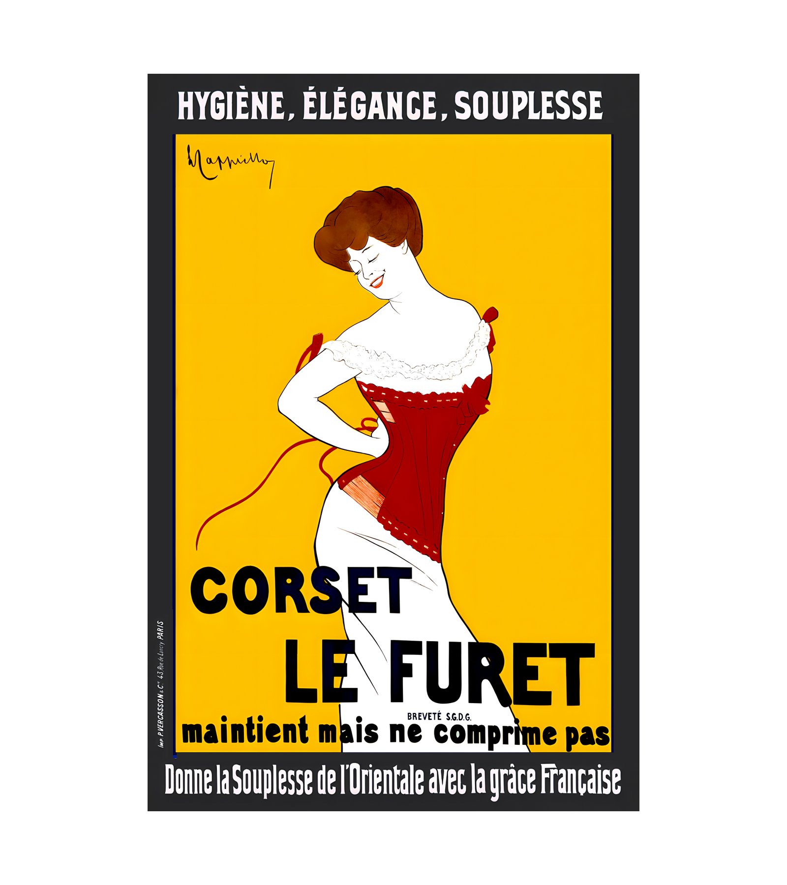 1901 Corset Le Furet Hygiene, Elegance, Souplesse by Cappiello 