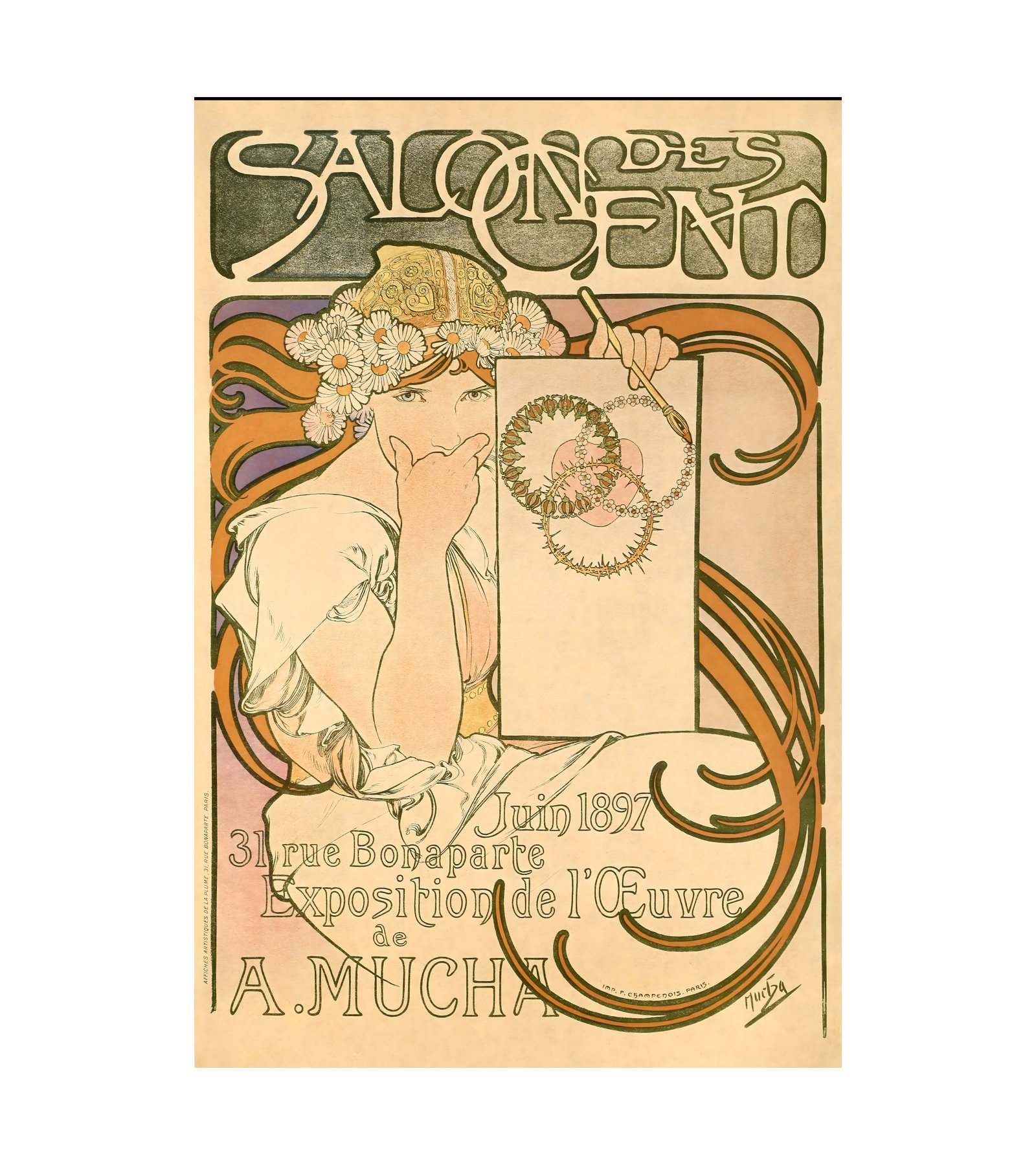 1897 ALPHONSE MUCHA (1860-1939) Salon des Cent - A. Mucha - Imp. F. Champenois, Paris  
