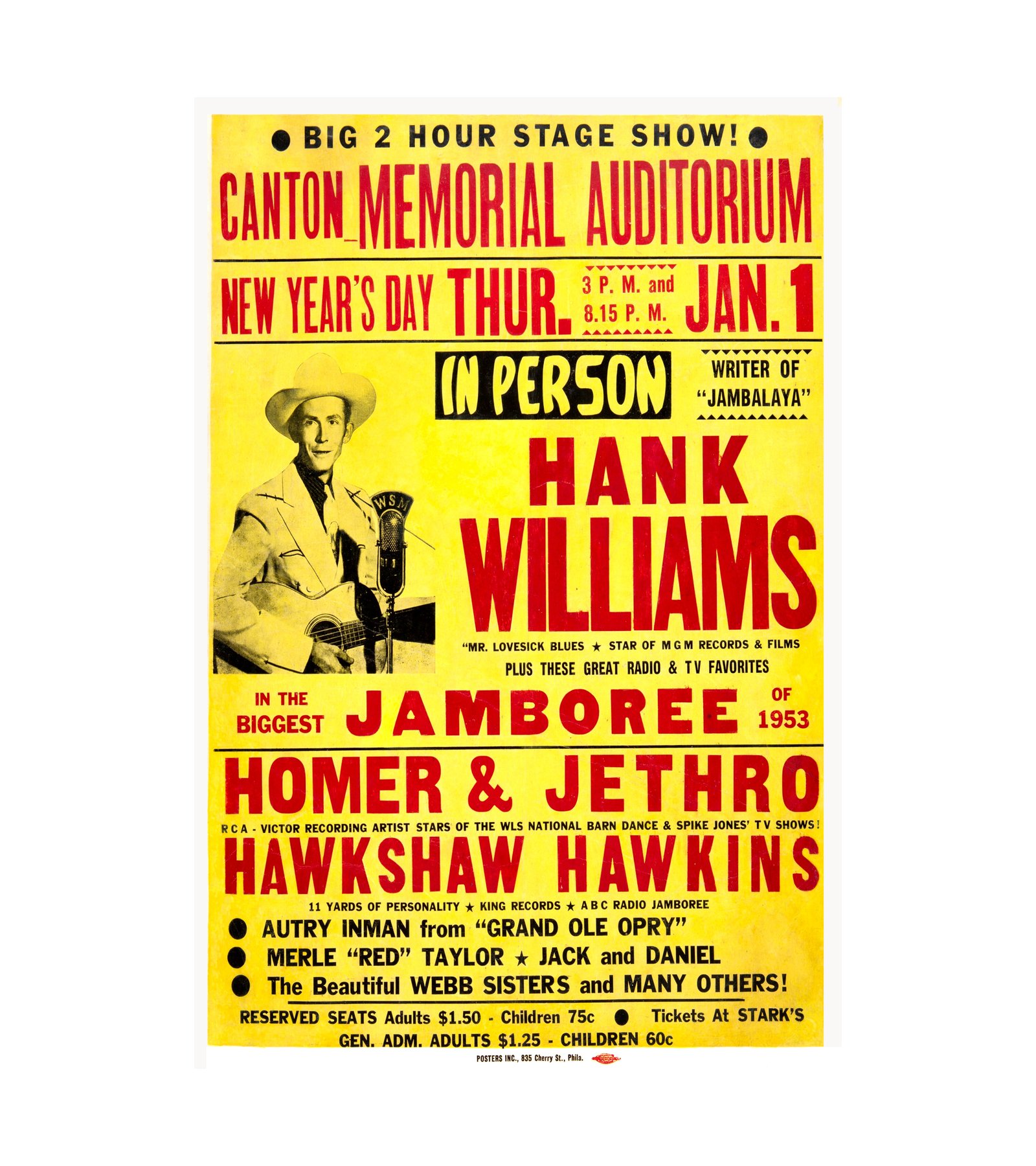 1953 Hank Williams Canton, OH - The Show He Died En Route 