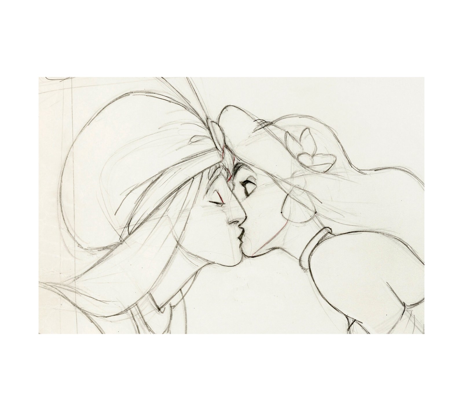 1992 Jasmine and Aladdin First Kiss - Production Drawing 