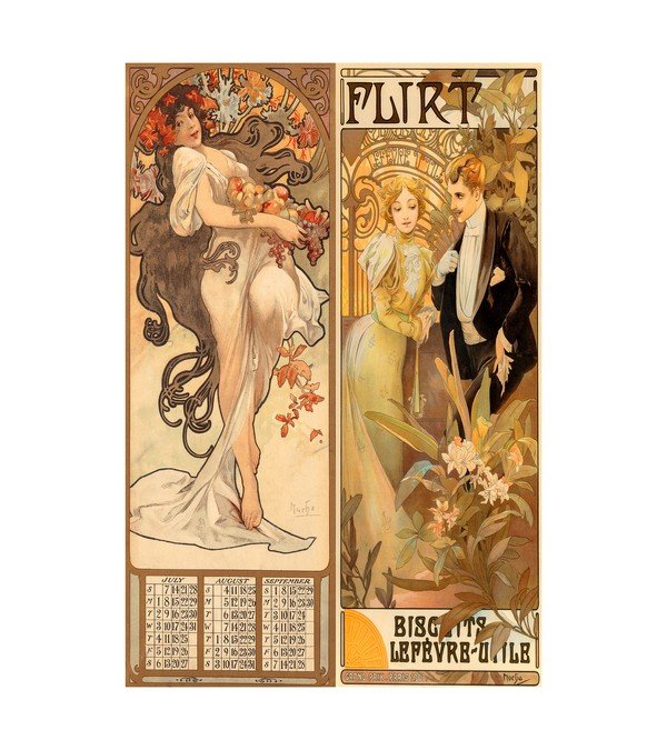 1900 Flirt and Fall - Alphonse Mucha