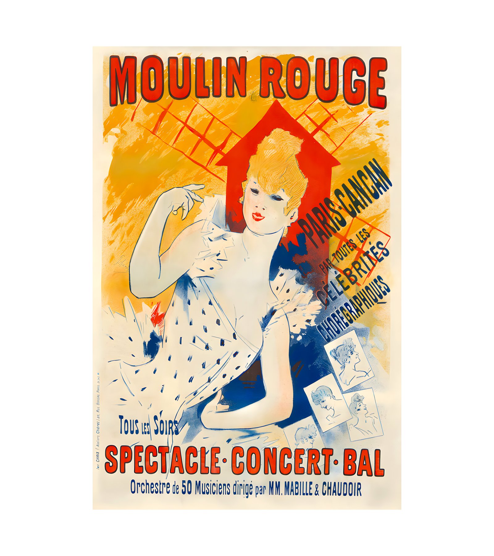 1890 JULES CHERET - Moulin Rouge - Paris-Cancan - Imp. Chaix, Paris 