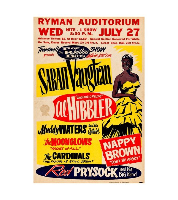 1955 Sarah Vaughan - Muddy Waters - Moonglows Ryman Auditorium, Blues 