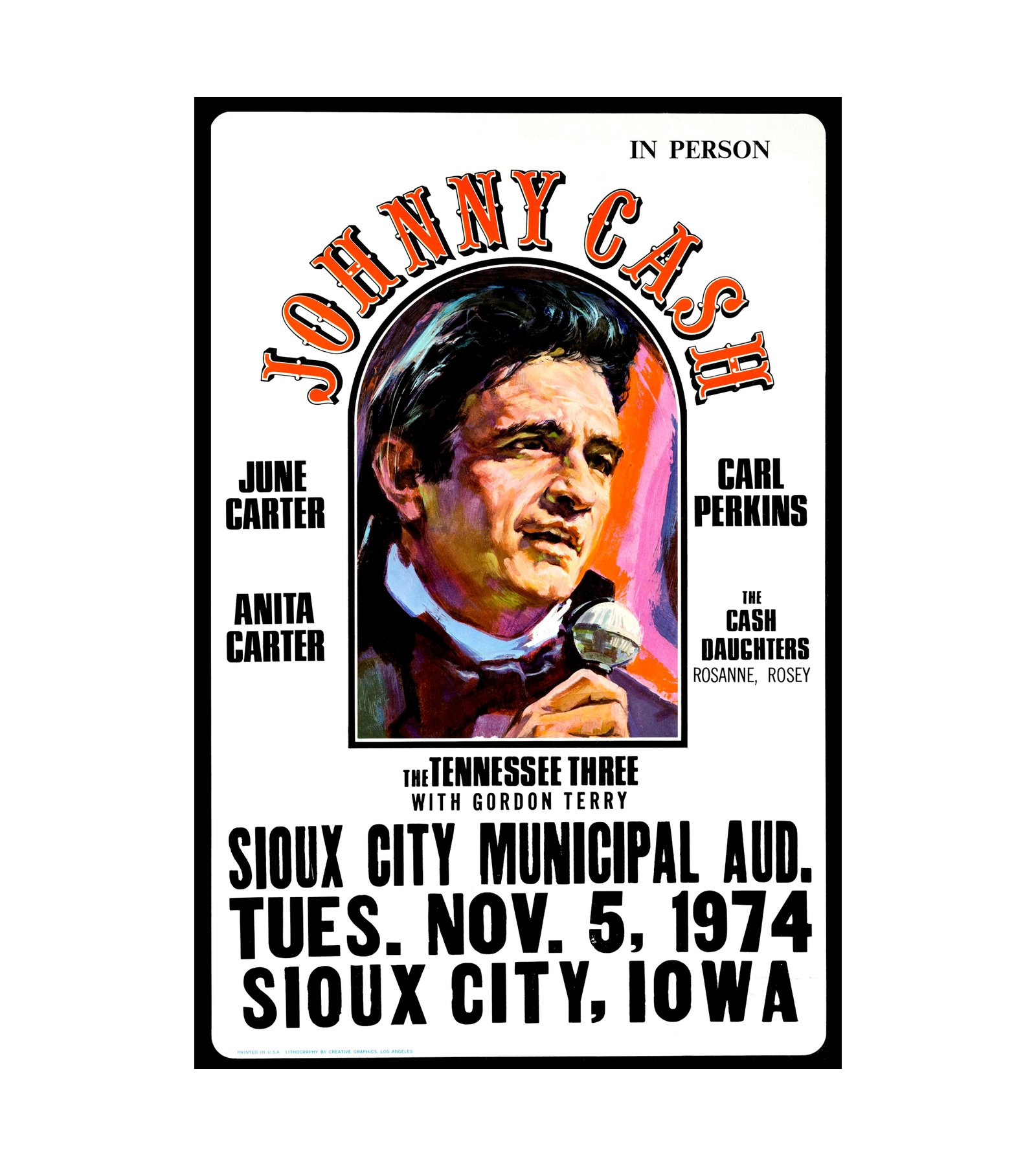 1974 Johnny Cash, June Carter, Rosanne Cash Sioux City, IA, Sun Records 