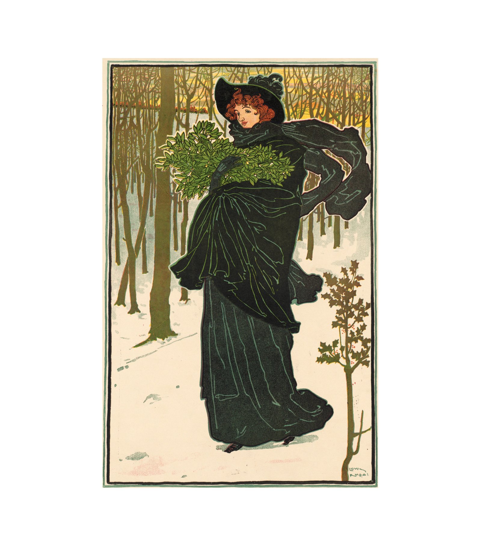 1895 Scribners for Xmas Louis Rhead (American, 1857-1926)