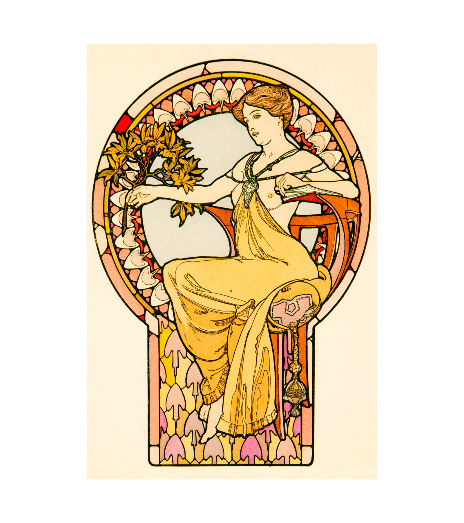 1902 Seated Woman, Plate No. 48, Documents Decoratifs portfolio (Art Nouveau) Alphonse Mucha 