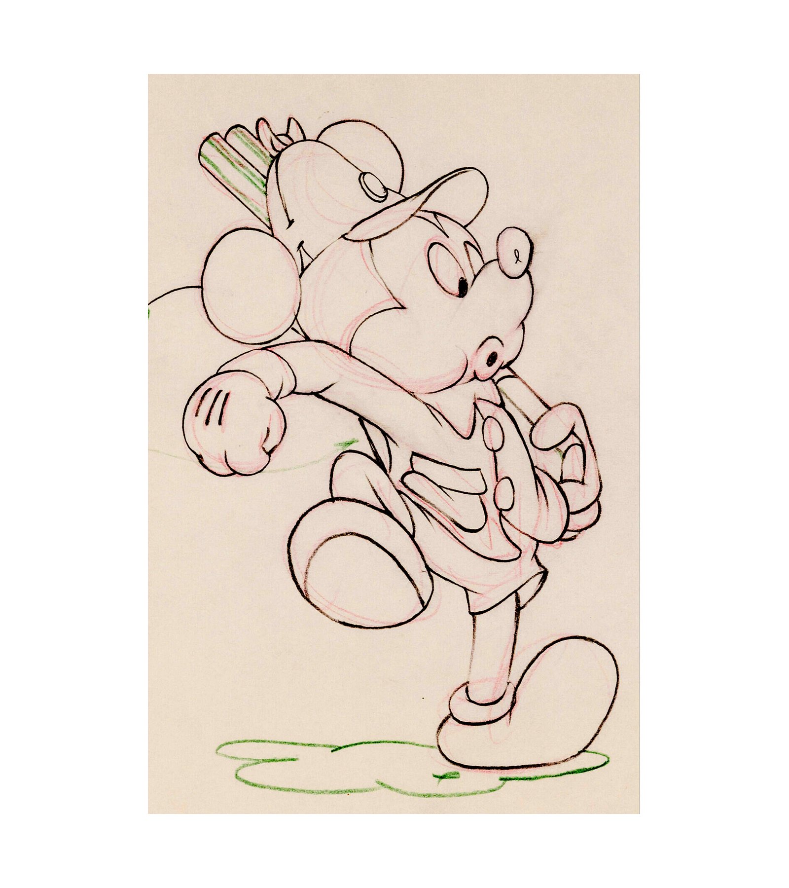 1939 Mickey Mouse Hunting Animation Drawing 