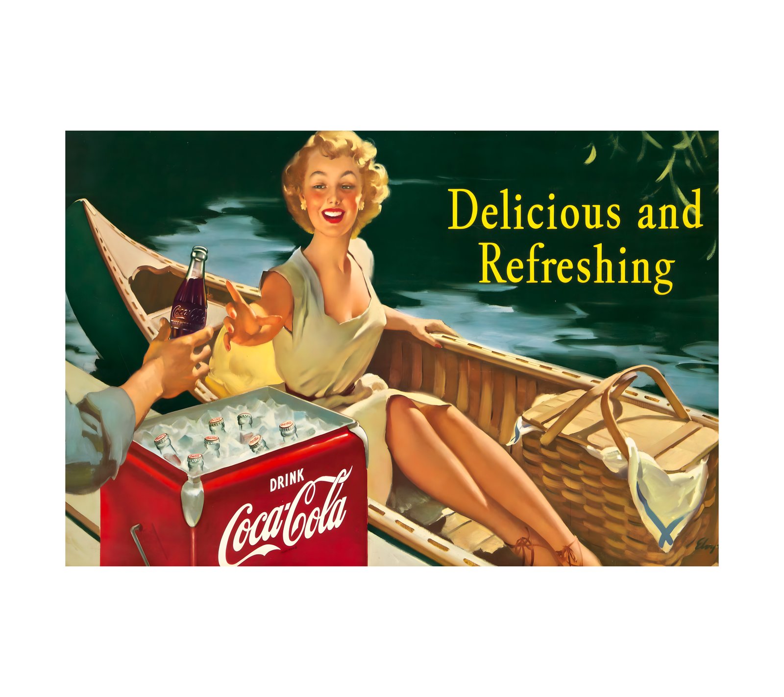 1955 GIL ELVGREN - Delicious and Refreshing Coca-Cola 