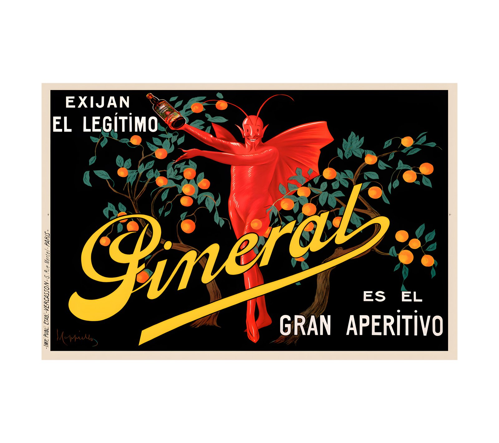 1912 PINERAL EL GRAN APERITIVO RED DEVIL ALCOHOL DRINK CAPPIELLO 