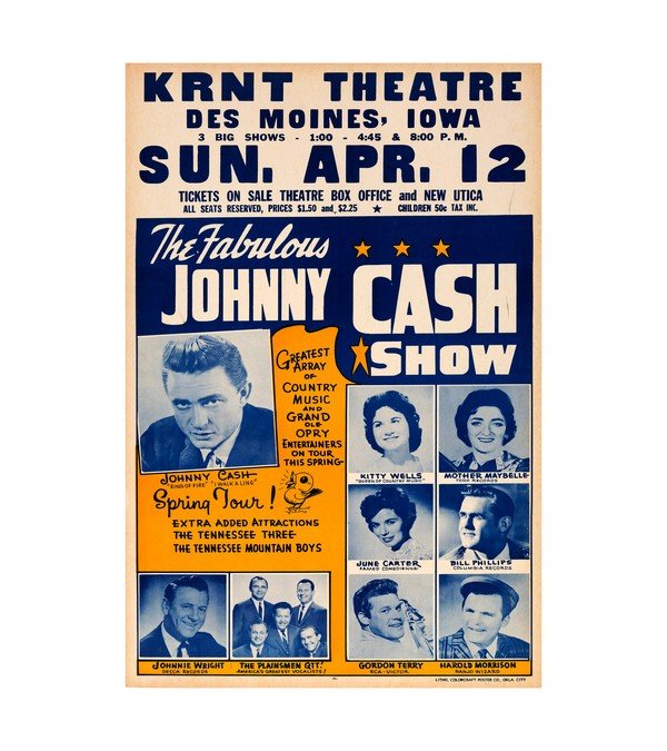 1964 Johnny Cash Grand Ole Opry KRNT Theatre, Sun Records, Country 