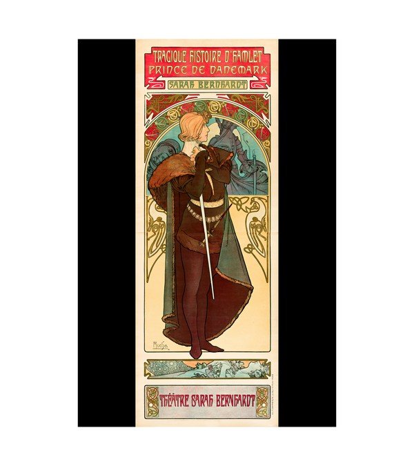 1896 Sarah Bernhardt production of Tragique histoire d'Hamlet, prince de Danemark (Mucha)