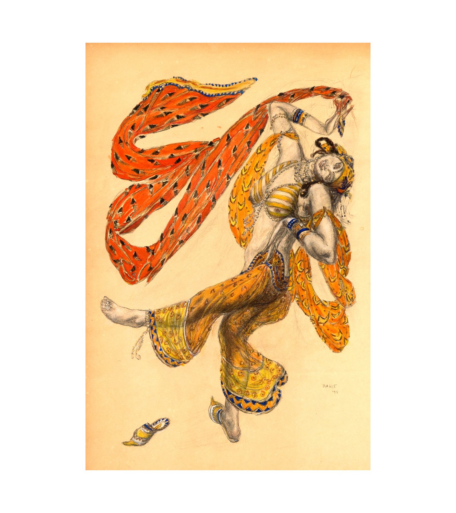 1911 Leon Bakst Costume Sketch for Scheherezade (Ballet Russes)