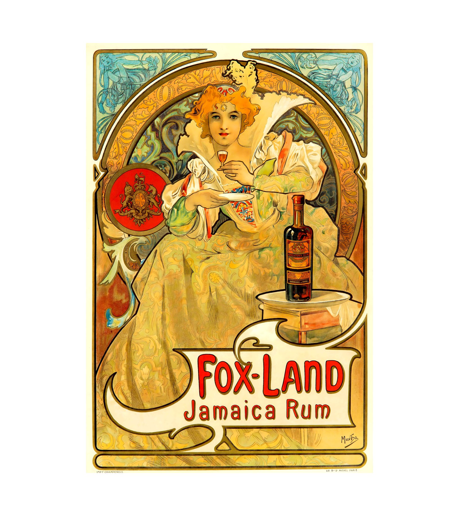 1897 ALPHONSE MUCHA - Fox-Land Jamaica Rum - Imp. F. Champenois, Paris 