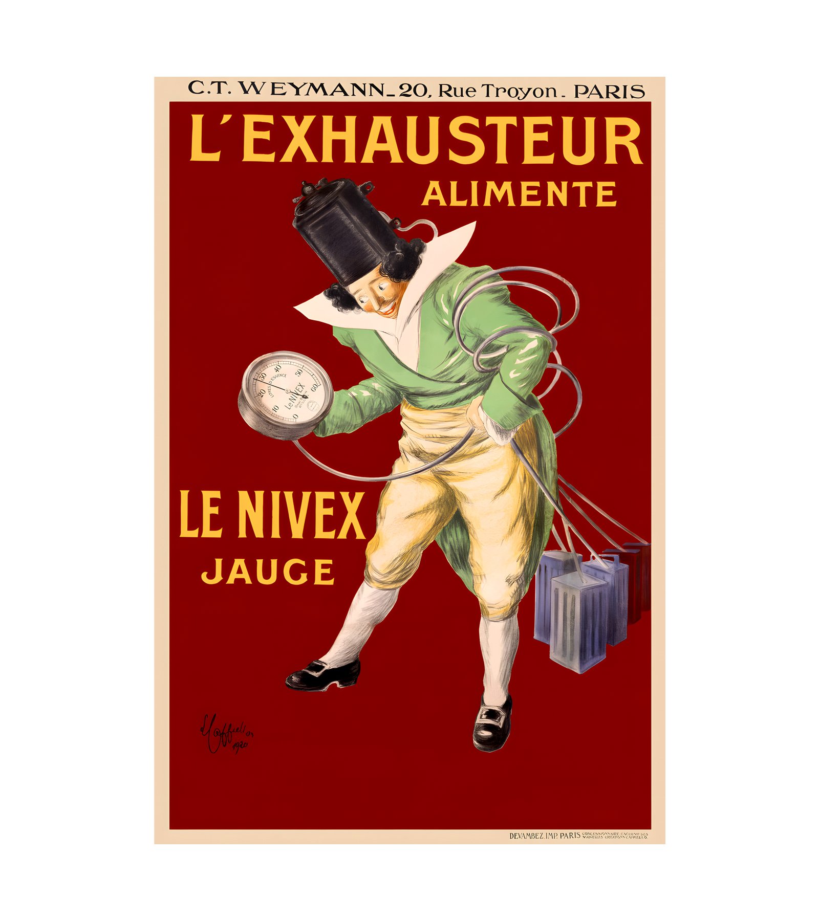 1920 L'Exhausteur Alimente Le Nivex Jauge by Cappiello 
