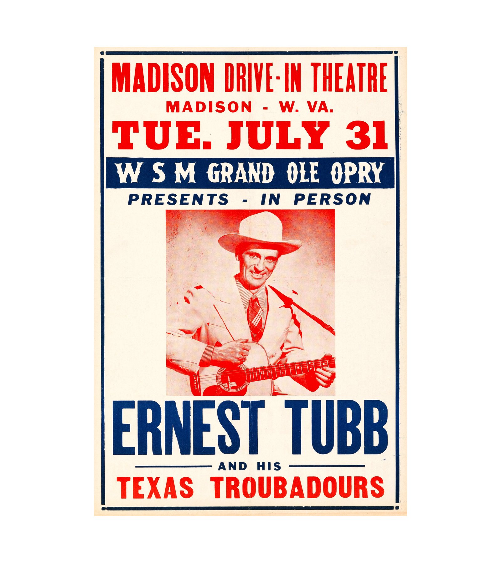 1956 Ernest Tubb Madison, WV Drive-In Theatre 