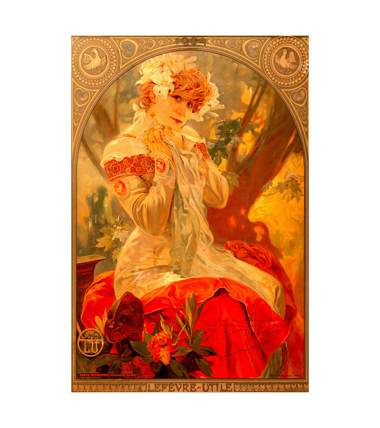 1903 Lefevre-Utile - Sarah Bernhardt by Alphonse Mucha 