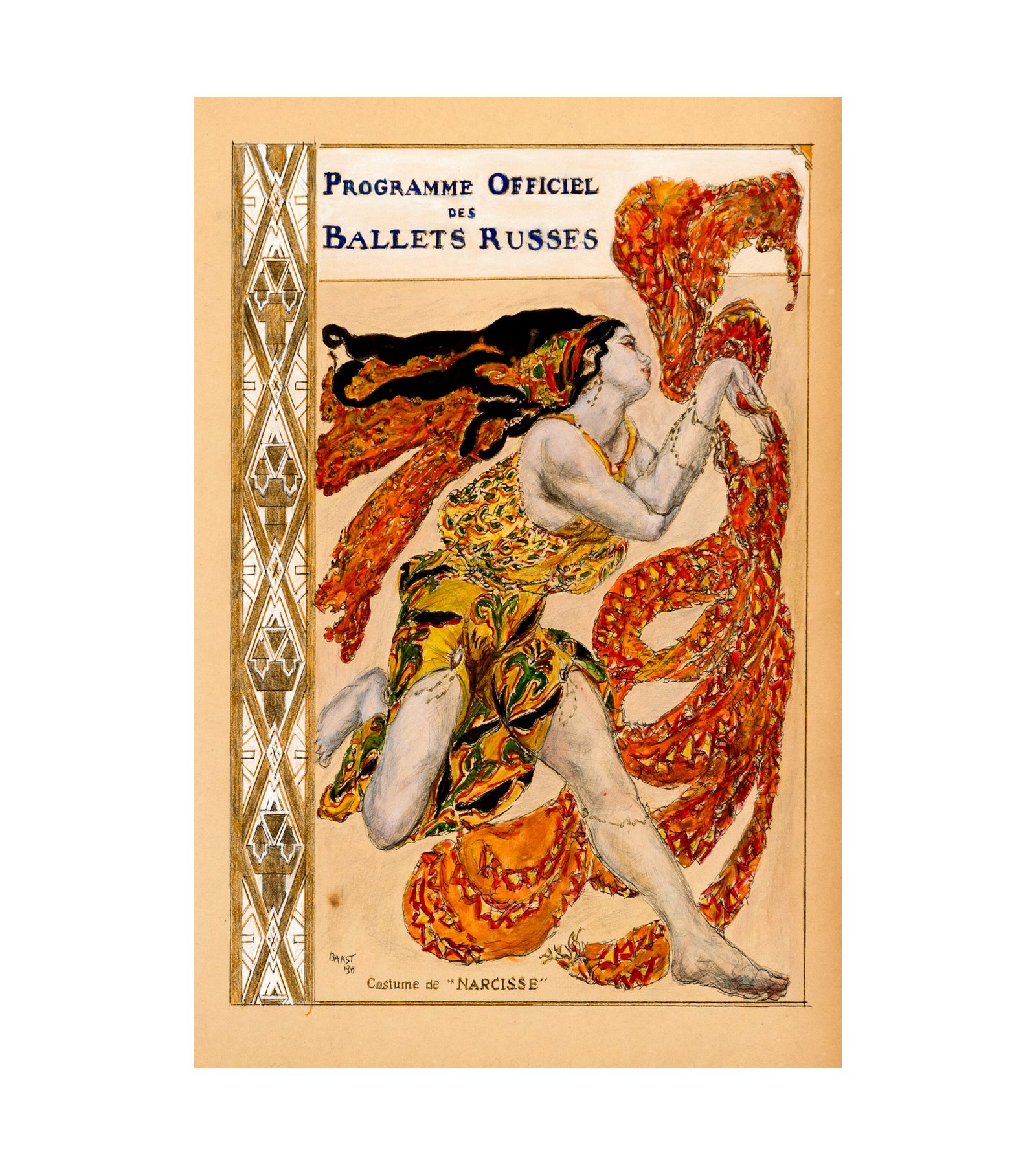 1911 Leon Bakst Sketch of Bronislava Nijinska in Narcisse (Ballet Russes)