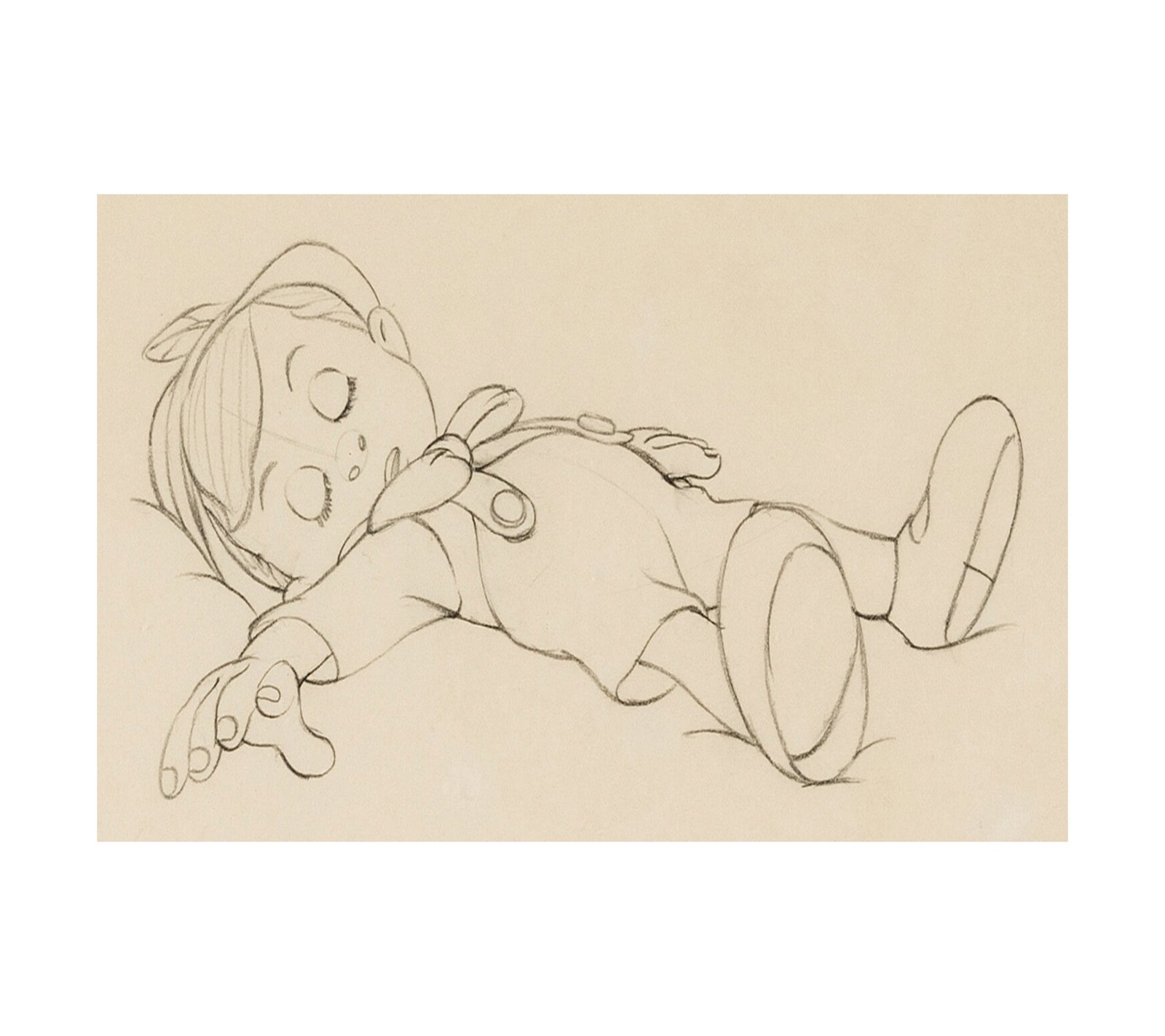 1940 Pinocchio as Real Boy - Animation Drawing 