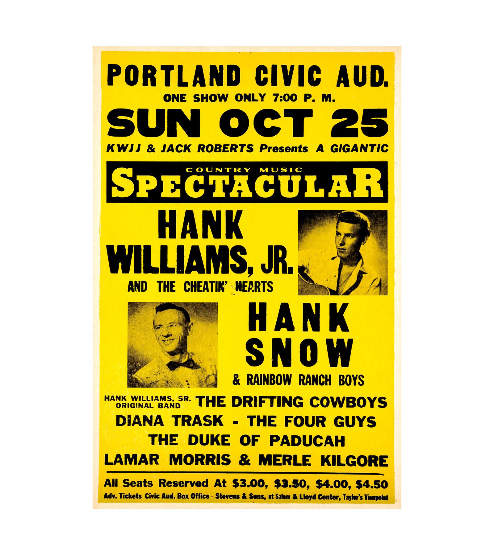 1970 Hank Williams Jr., Hank Snow, Drifting Cowboys Portland, OR, Country.jpg 