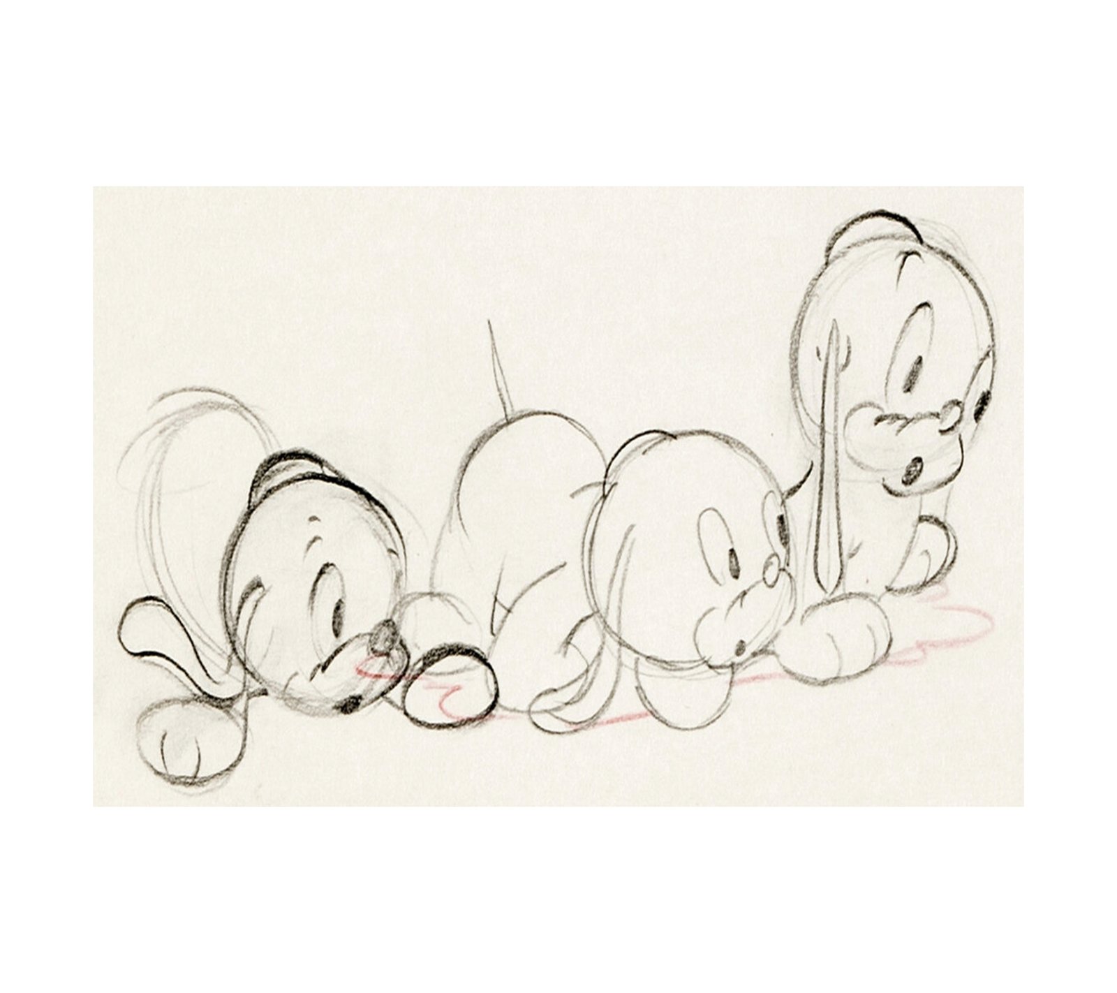 1937 Pluto's Quin-Puplets - Animation Drawing 