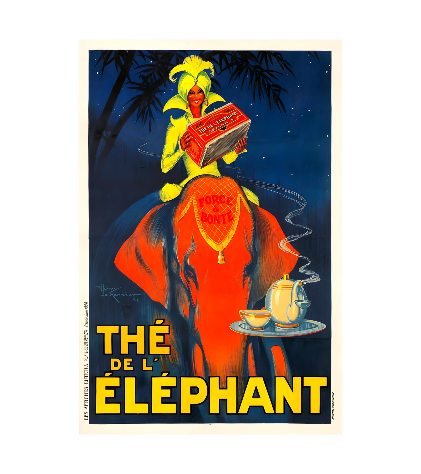 1928 HENRY LE MONNIER - The de l'Elephant Affirches Lutetia, Paris 