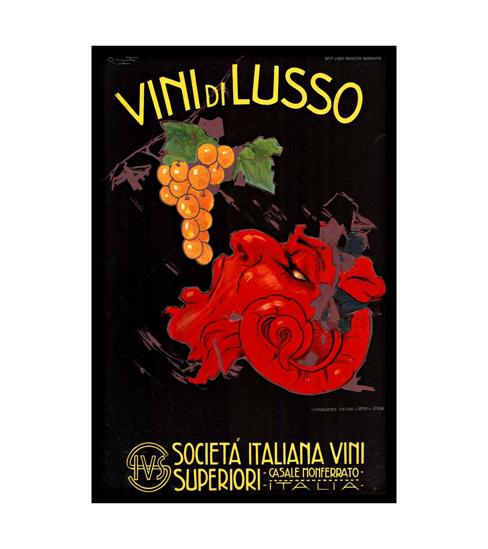 1922 Italy Vini Di Lusso Wines Of Luxury Grapes Bacchus 