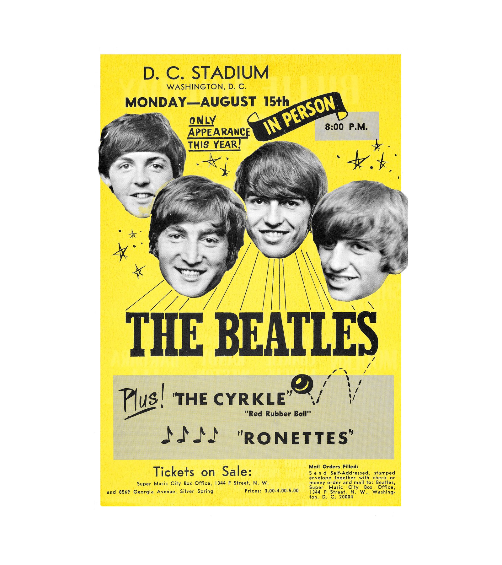 1966 Beatles D.C. Stadium Concert Concert - Extremely Rare