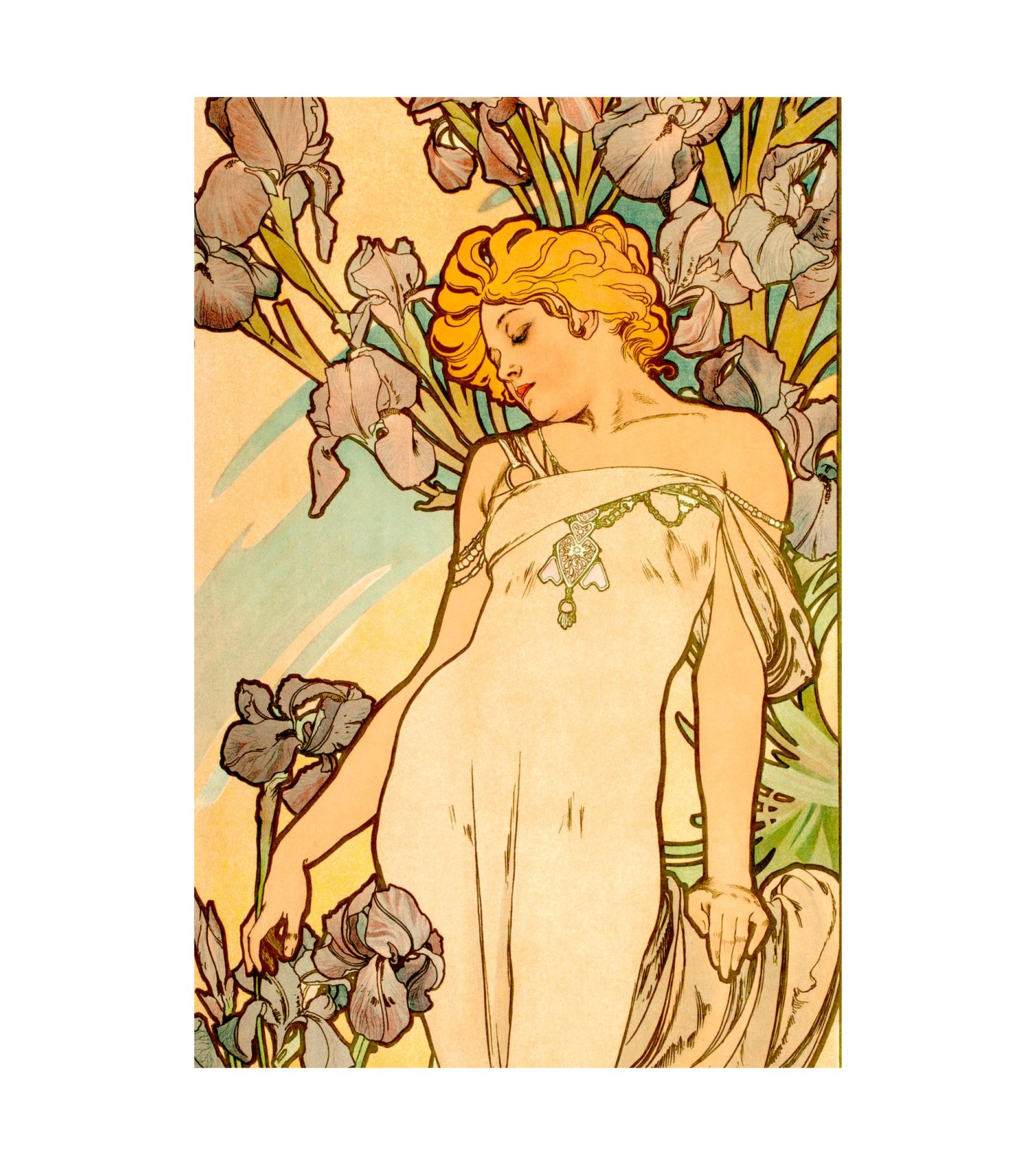 1898 ALPHONSE MUCHA (Czechoslovakian) Les Fleurs (Rennert, Weill, 49, Var 1) Color lithograph 4 