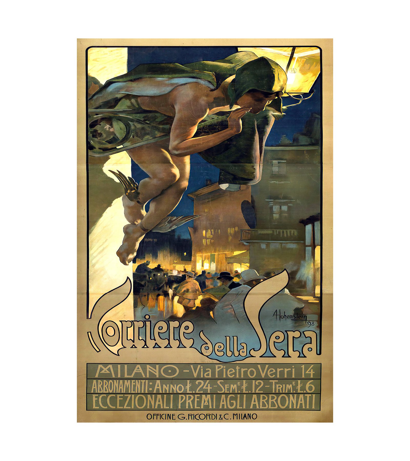 1898 Corriere Della Sera – Milano Adolfo Hohenstein (German, 1854–1928)