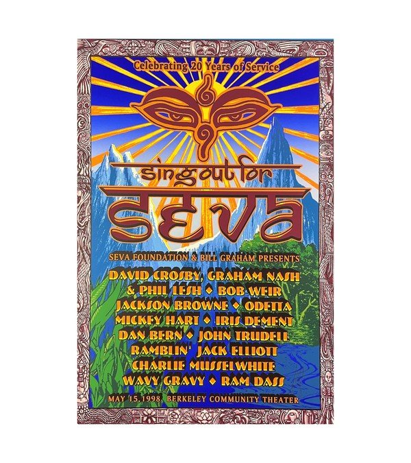 1998 SIGN OUT FOR SEVA CHARLIE MUSSELWHITE, CROSBY, NASH, JACKSON BROWNE 