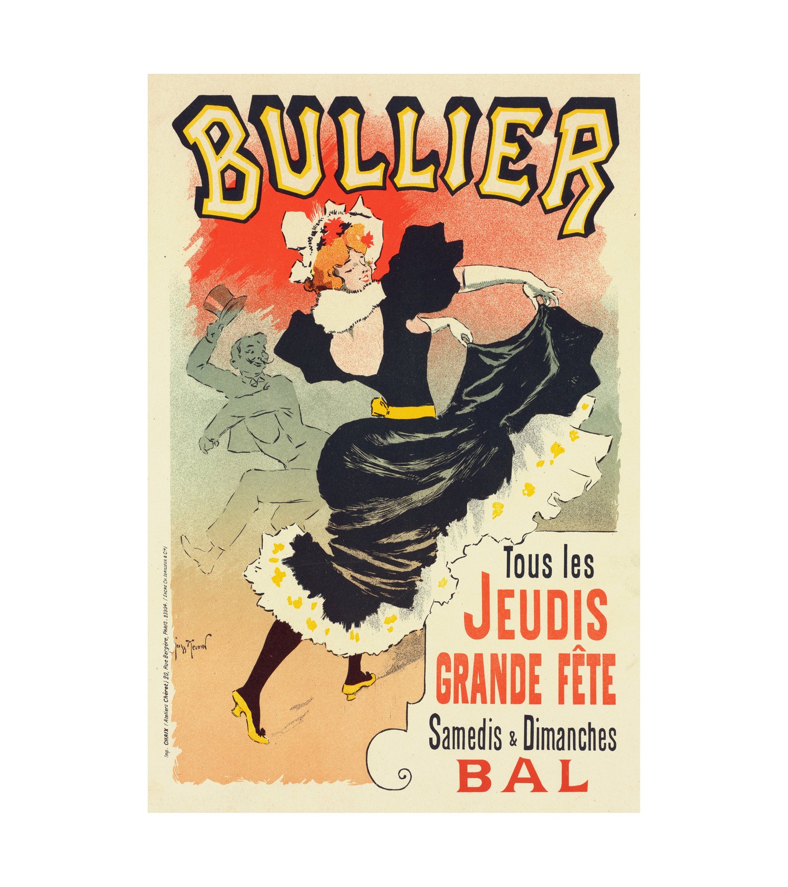 1899 Affiche Pour Le ‘bal Bullier’ Georges Meunier (French) 