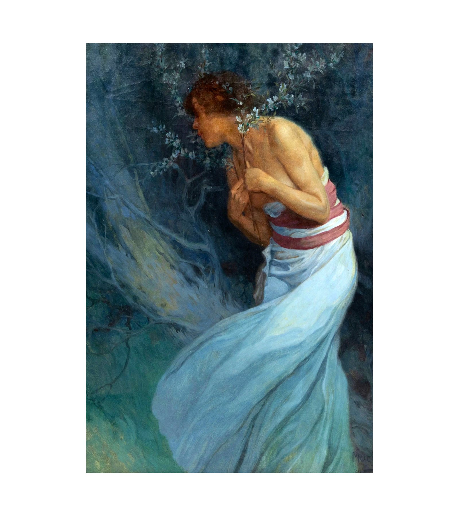 1917 Woman with flowering branches Alphonse Mucha