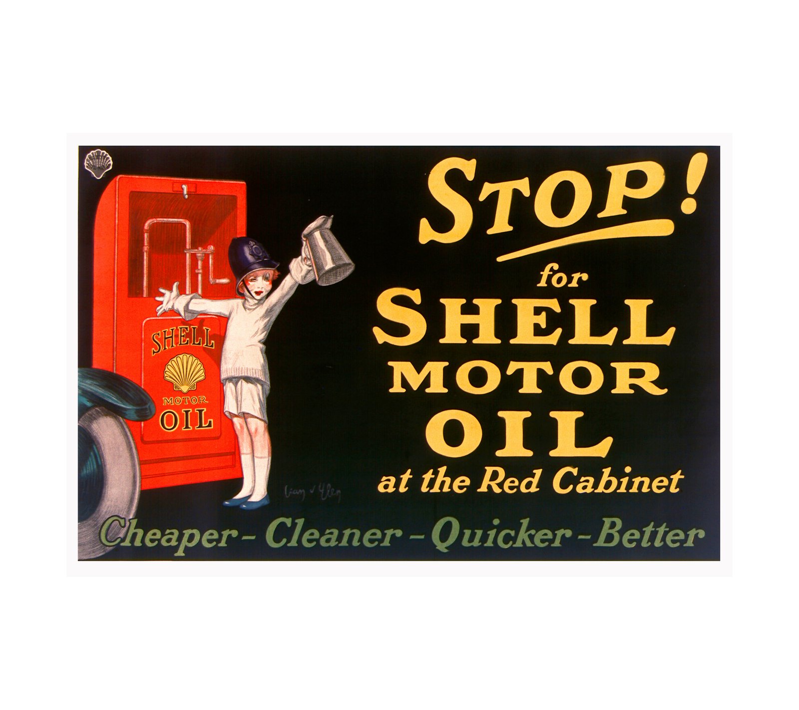 1926 Stop! for Shell motor oil at the Red Cabinet