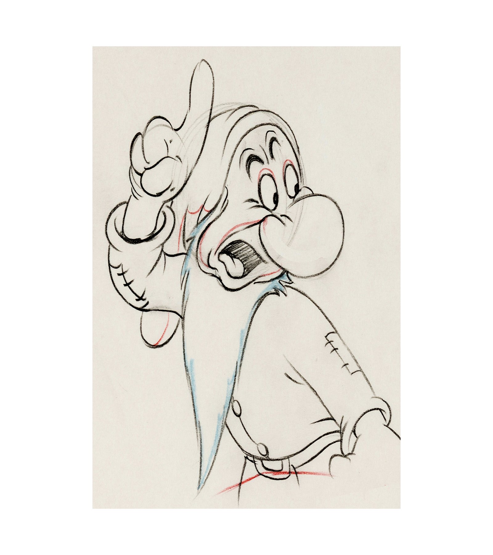 1937 Snow White and the Seven Dwarfs - Grumpy Animation Drawing 