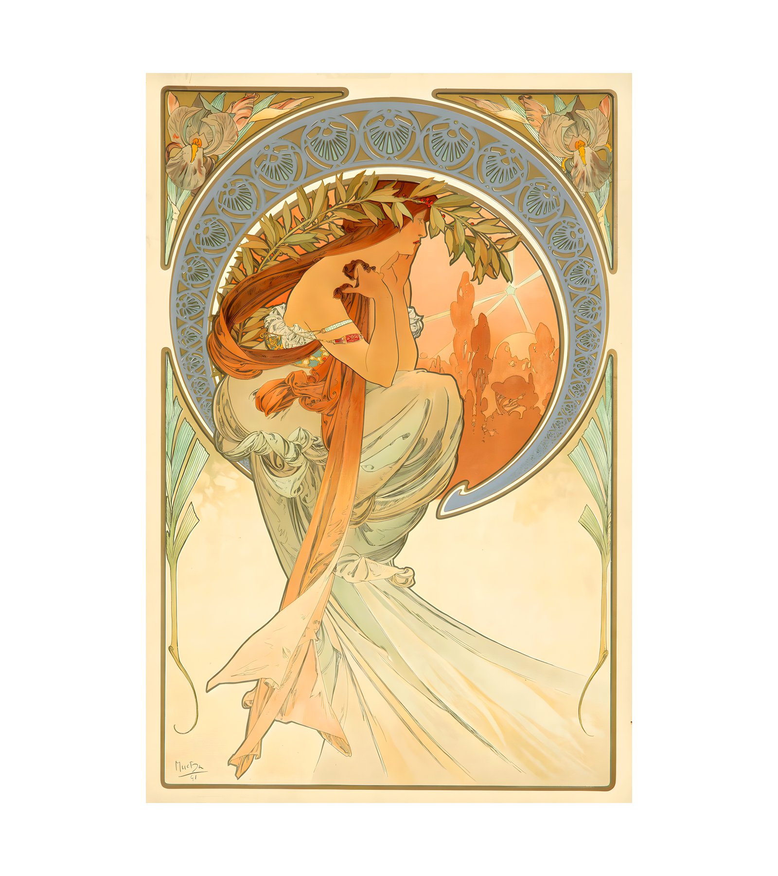 1898 The Arts- Poetry by Alphonse Mucha - Art Nouveau 