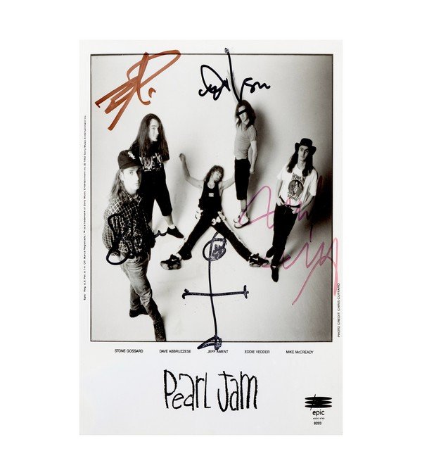  1993 Pearl Jam Autographed Epic Records 