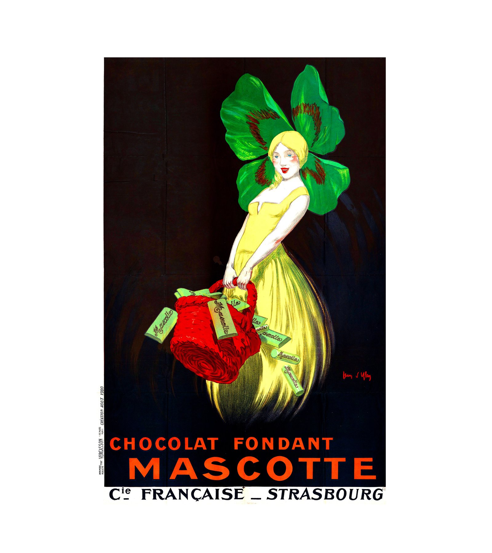 1920 Chocolat fondant Mascotte. Compagnie francaise, Strasbourg Jean d'Ylen (French, 1886-1938)