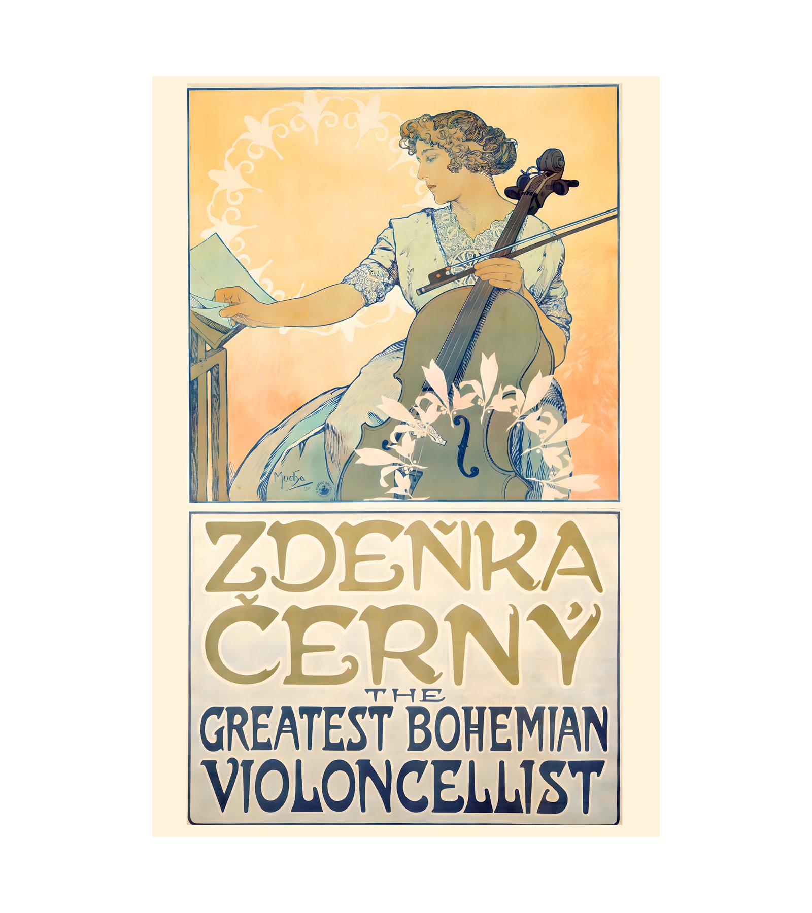 1913 ALPHONSE MUCHA (1860-1939) Chello - Zdenka Cerny 