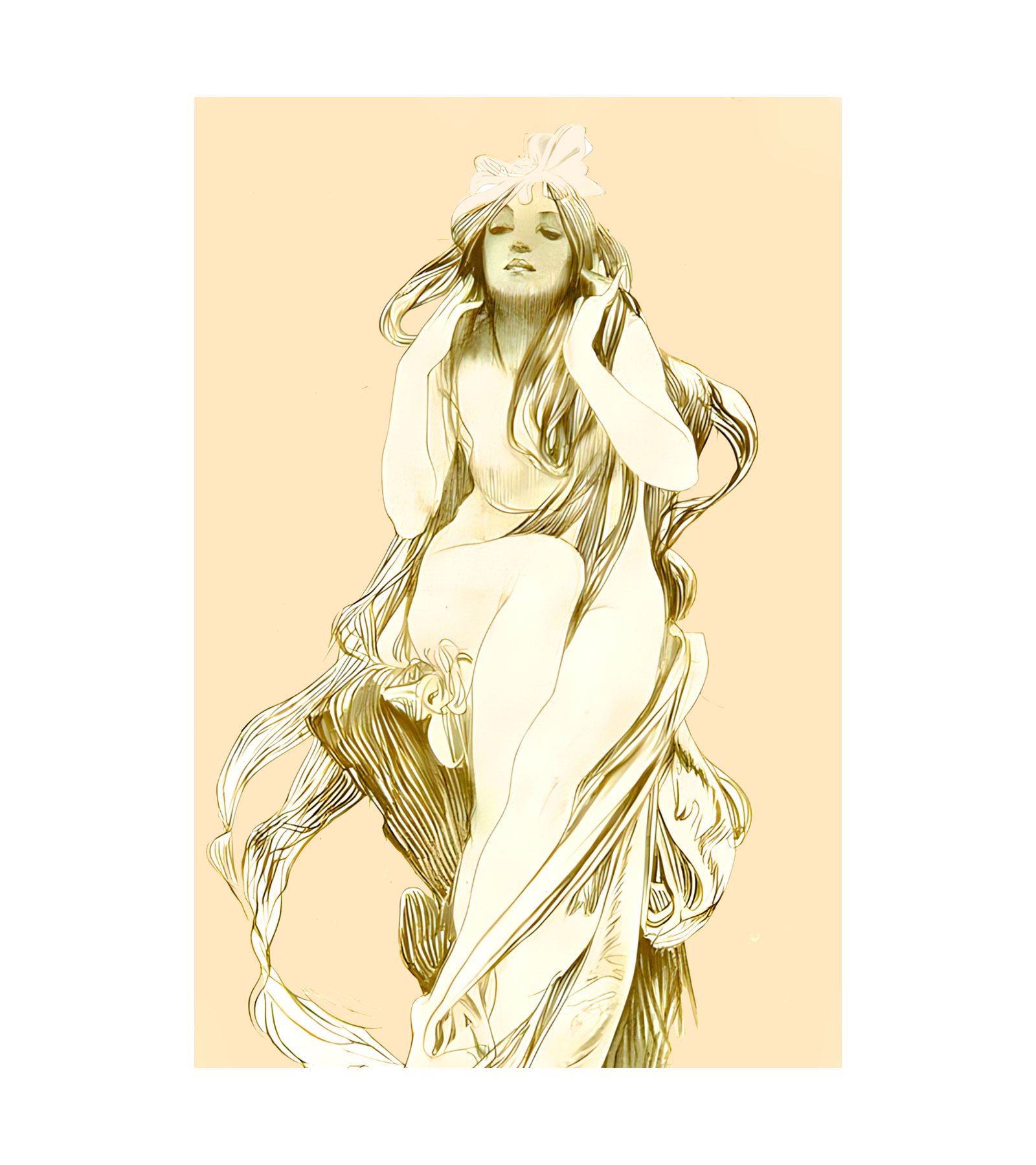 1898 ALPHONSE MUCHA (Art Nouveau) Sans Sceptre, Sans Couronne - Watercolor 