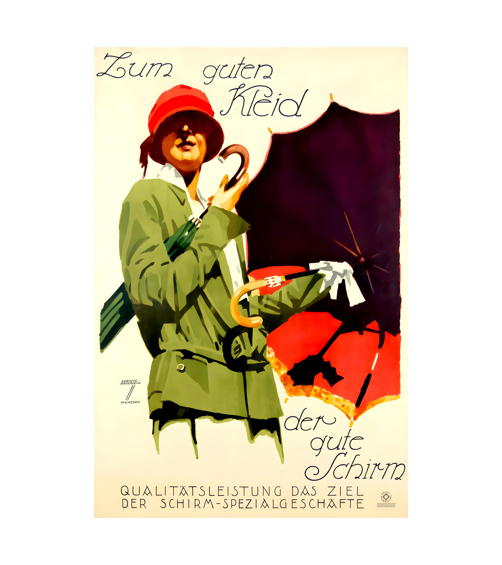 1927 LUDWIG HOHLWEIN - Zum Guten Kleid der gute Schirm H. Sonntag, Munchen 