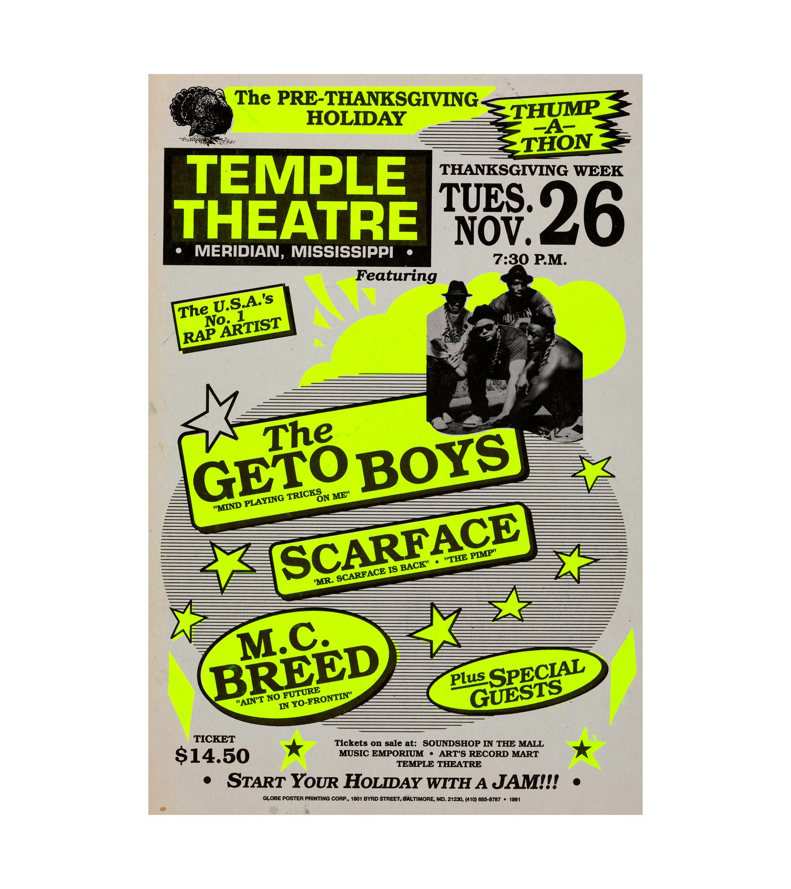 1991 The Geto Boys, Scarface, MC Breed Meridian, MS 