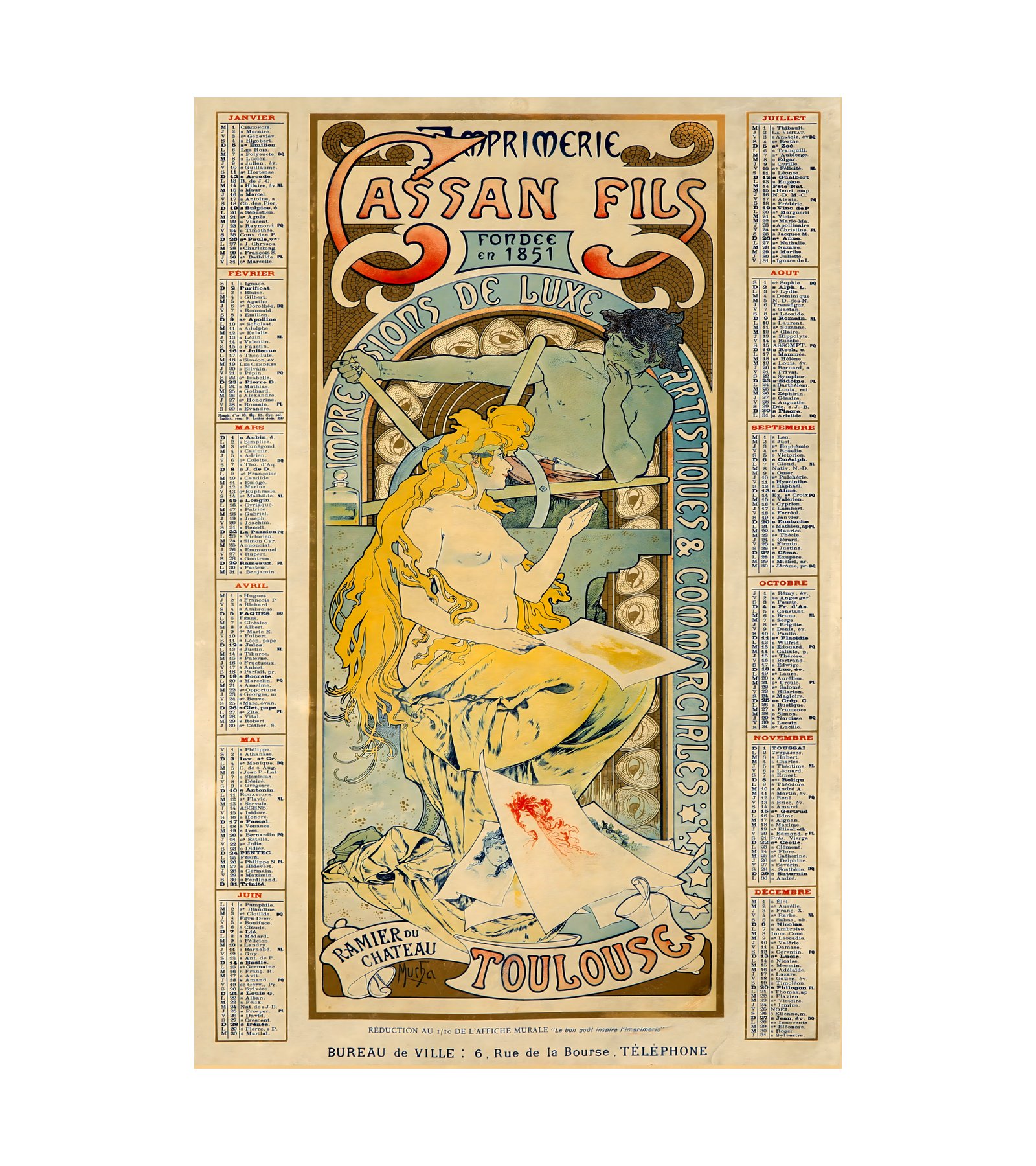 1895 ALPHONSE MUCHA (1860-1939) Cassan Fils 