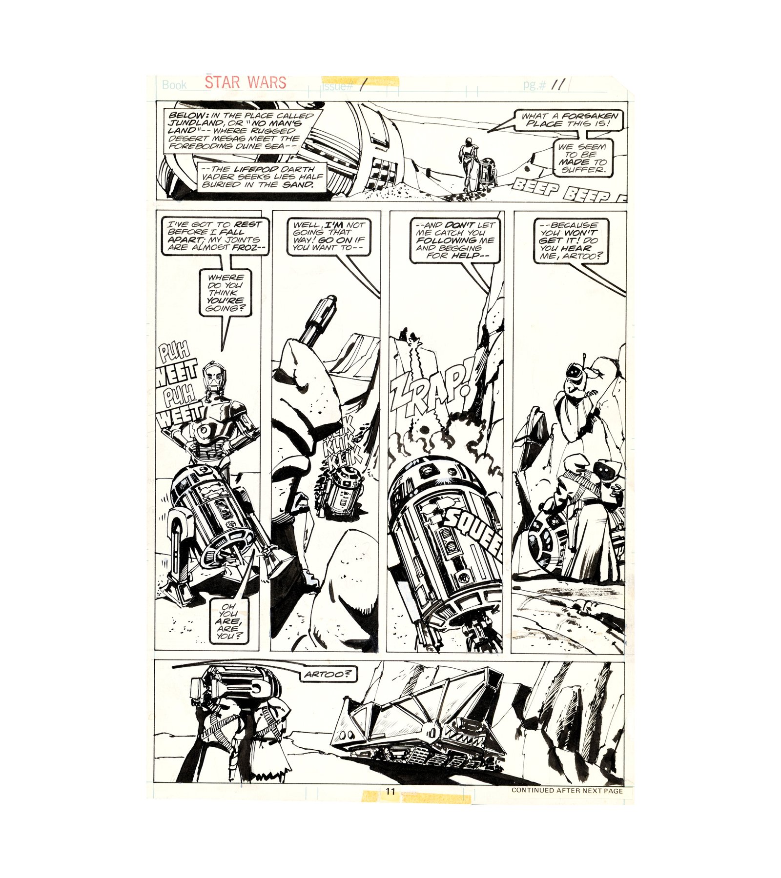 1977 Star Wars no.1 Story Page 7 Original Art (Marvel) 