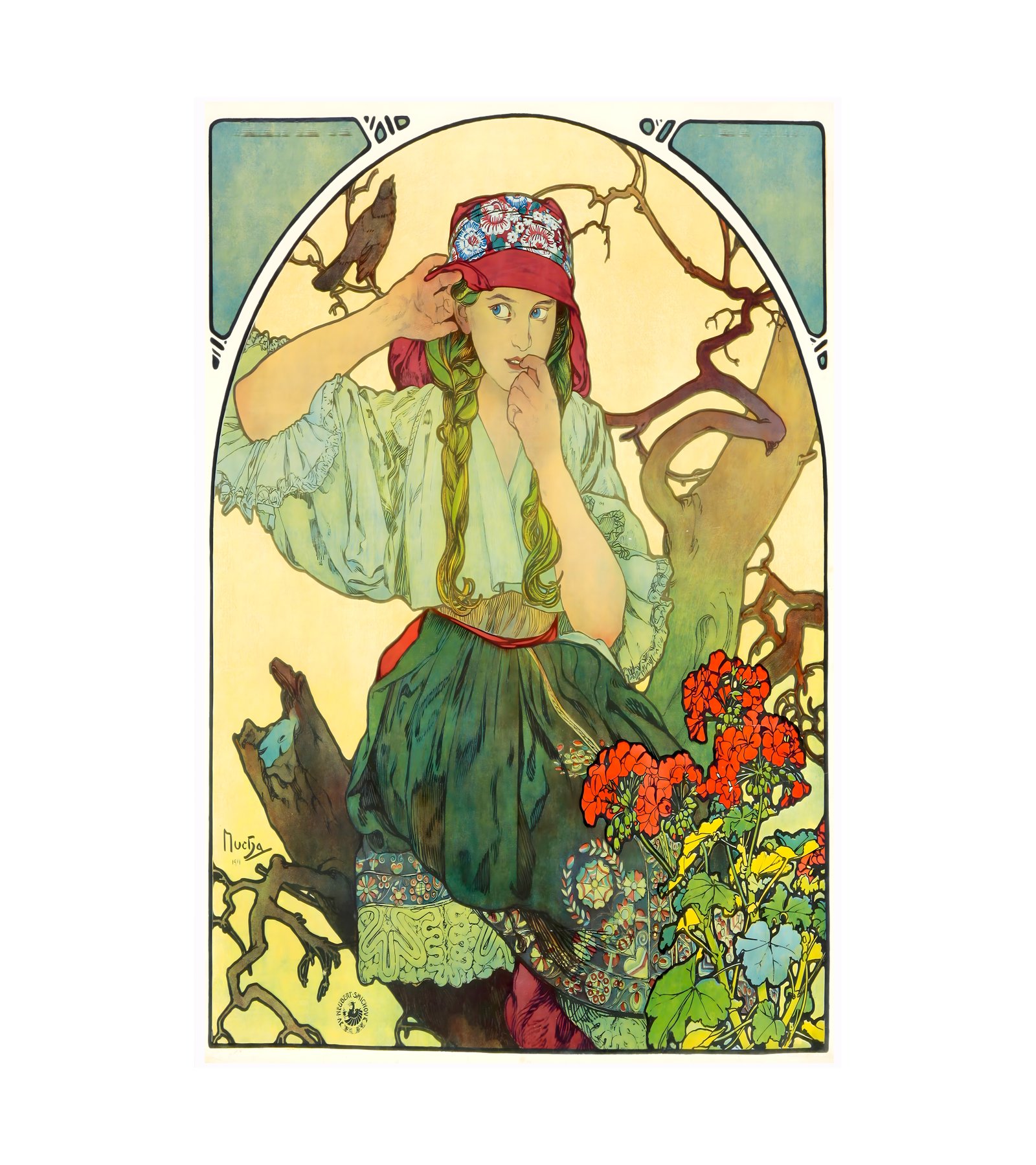 1911 Moravian Teachers' Choir work (Art Nouveau) by Alphonse Mucha 