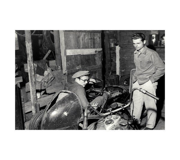 James Dean in Martin Carter's Motorcycle Shop